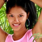 Asian college girl with great smile poses for a model casting